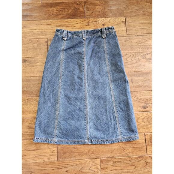Eddie Bauer VTG Denim Maxi Skirt 6 Modest Boho Y2K Western - Picture 2 of 8